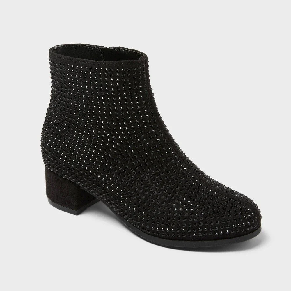 Girls' Gita Rhinestone Dress Boots by art class Black Size 13 New With Tags